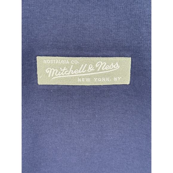 Mitchell & Ness Box Logo Hoodie Sweatshirt Branded Navy Blue Mens Size Large New - Picture 2 of 10